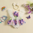 thumbnail image 2 of Douhoow Infant Newborn Girls Tulle Floral Romper 3M 6M 12M 18M Baby Ruffle Sleeveless 3D Flower Jumpsuit Headband, 2 of 8