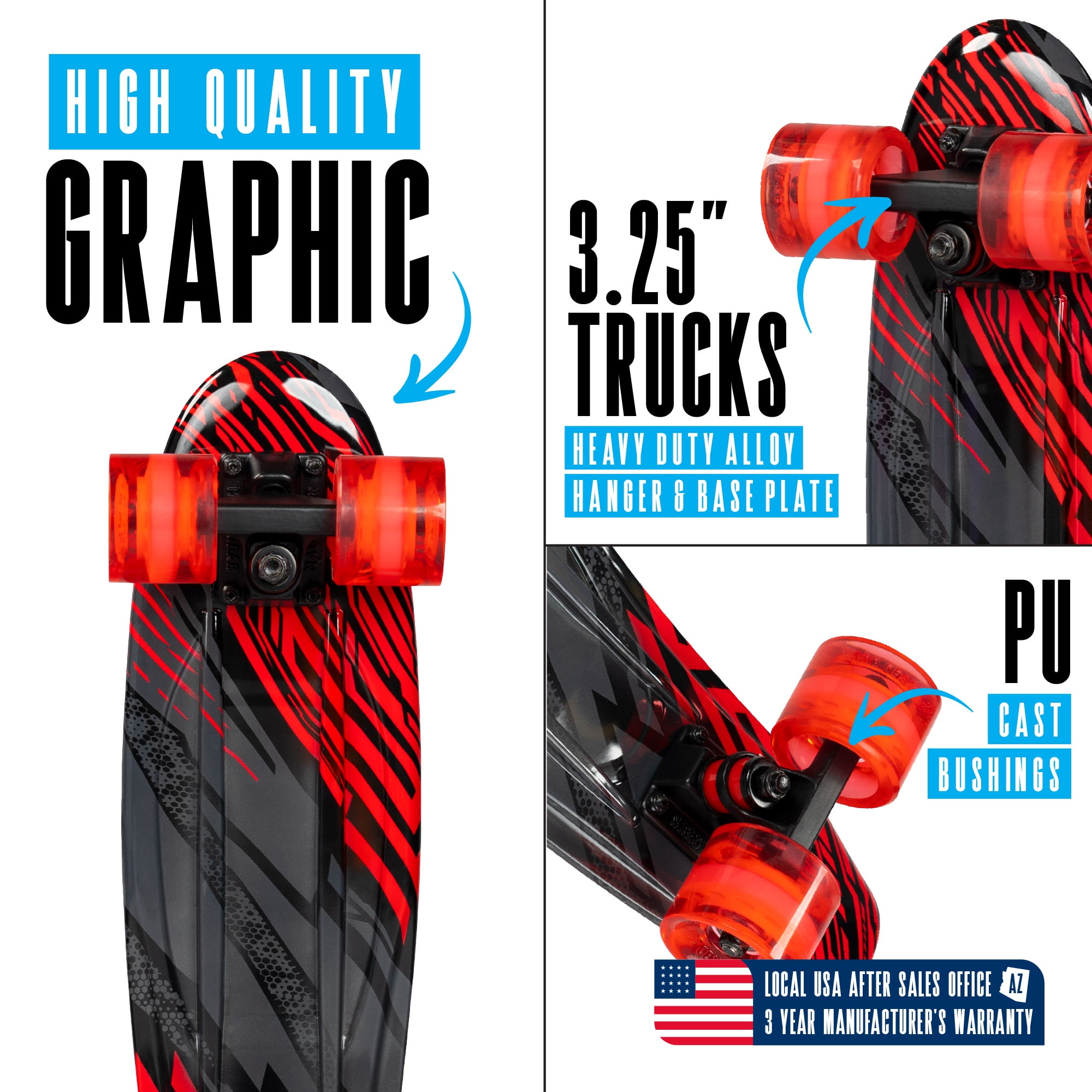 Laid Back5カポのミニストラトnot only for Children Retro Mini Cruiser Skateboard for Kids and Teens – Lightweight 22