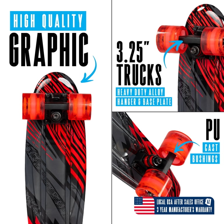 Retro Mini Cruiser Skateboard for Kids and Teens – Lightweight 22