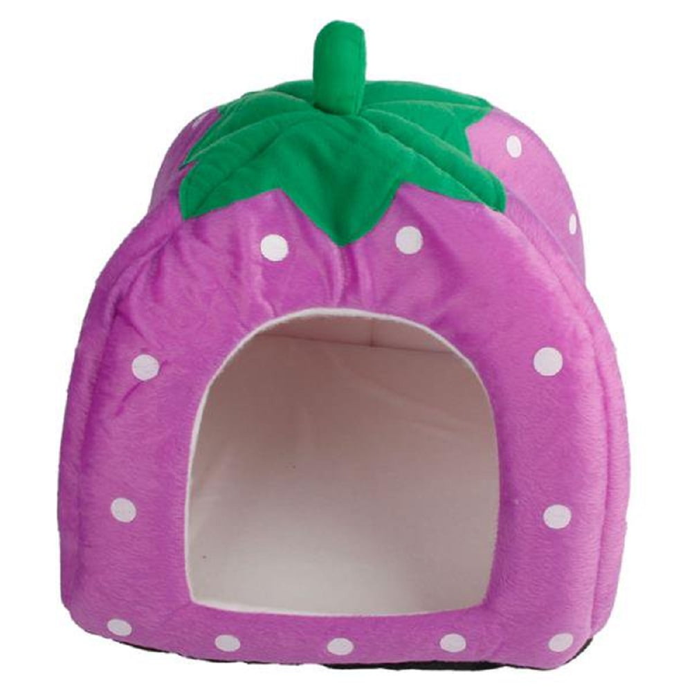 Skypet Strawberry Leopard Pattern pet Dog Cat Warm Bed House Tent Kennel Doggy Puppy Cave with Mat Foldable 