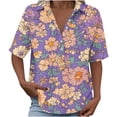 thumbnail image 7 of Guluxicc Polo Shirts for Women 3/4 Sleeve Floral Trendy Tops Summer V Neck T Shirts Fashion Clothing, 7 of 7
