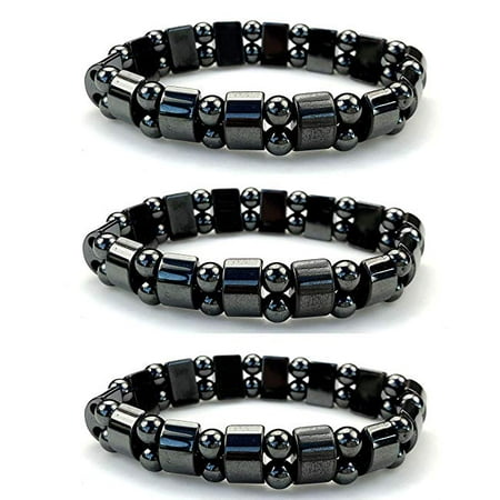 Black Hills Mens Bracelets - Purple Whale Unisex Men Women Magnetic Black sleek Hematite Stretch Magnetic Therapy Bracelet - 3 Pieces