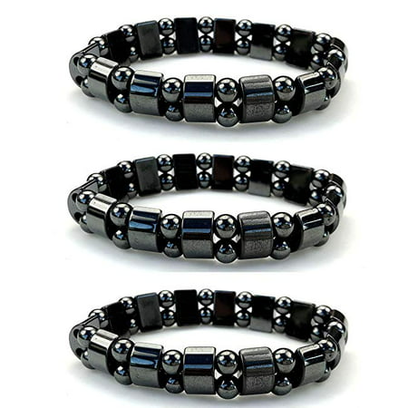 Purple Whale Unisex Men Women Magnetic Black sleek Hematite Stretch Magnetic Therapy Bracelet - 3 (Best Magnetic Bracelet For Men)