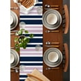 thumbnail image 2 of Navy Blue Pink Striped Table Runner 48 Inches, Modern Minimalist Ombre Lines Bed Runner Dresser Scarves Tabletop for Indoor Outdoor Parties/Ceremony/Banquet, 13" x 48", 2 of 8
