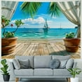 thumbnail image 4 of PRATYUS Ocean Beach Tapestry,Coconut Tree Tapestry Wall Hanging Palm Tree Tapestry Bohemian Tropical Paradise Sea Hawaii Landscape Tapestry Nature Scenery for Living Room,Home Decor… Painting, 4 of 6
