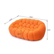 80 Modern Bubble Couch Loveseat, Oversized Curved Couches, Lazy Curved Bubble Floor Sofa, 3D Textile Mesh Fabric for Living Room,Office,Apartment,No-Assembly, Orange Couch