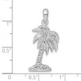 thumbnail image 2 of 925 Sterling Silver Rhodium Plated Polished Small Palmetto Tree Pendant Necklace 30.4mm long Pendant for Women, 2 of 2
