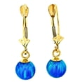 thumbnail image 1 of Oceans: 6mm Tropical Blue Synthetic Opal Ball Lever Back Earrings 14K Yellow Gold, 1 of 3