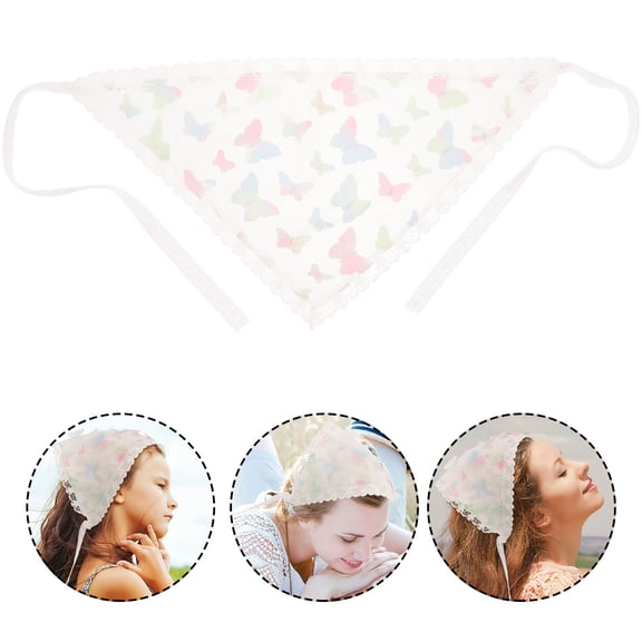 ELAYARD Feminine White Lace Bandana Soft Hair Scarf Stylish Decoration