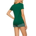thumbnail image 2 of Women Summer Pajamas Striped V-neck Short Sleeve Shorts Two-piece Suit Home Service, 2 of 9