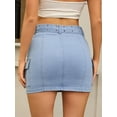 thumbnail image 4 of DARING DIVA Women's Summer High Waist Bodycon Mini Cargo Jean Skirt S Light Blue, 4 of 7