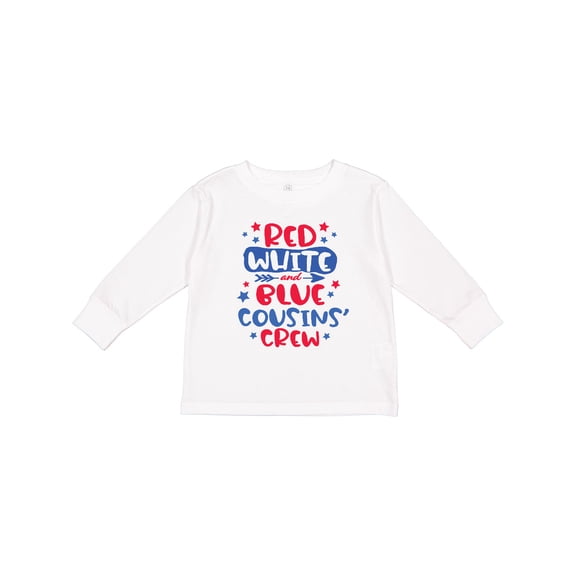Inktastic Cousins Crew Red White and Blue 4th of July Boys or Girls Long Sleeve Toddler T-Shirt