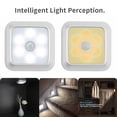 thumbnail image 2 of Inteprter Luz nocturna Sensor de movimiento 6 LED Luz Lámpara de noche de inducción humana para hotel en casa Iluminación y accesorios Luz cálida de concha blanca cuadrada, 2 of 6