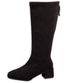 Tdxkok Women's Knee-High Boots,Solid Color Design with Mid-Height Block ...