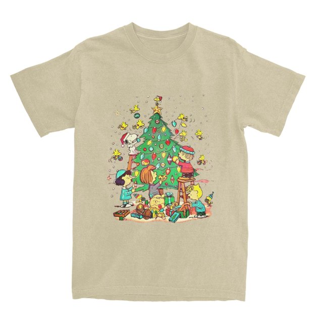Camiseta navideña de Snoopy y Charlie Brown, camisetas informales, camisetas de manga corta, camisetas de verano 100 % algodón, camisetas de cuello redondo de talla grande