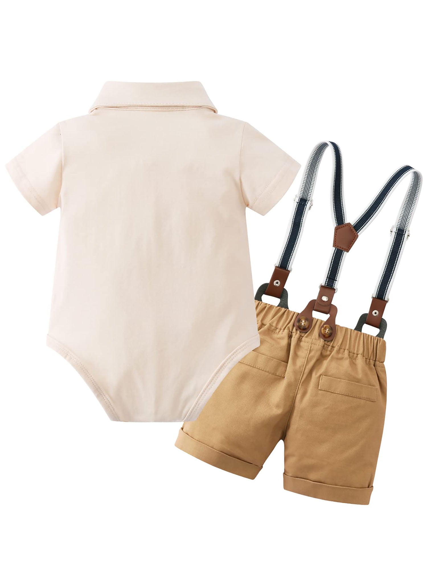 WESIDOM Infant Toddler Clothes Gentleman Shirt Suspender Pants Bowtie Summer Short Sleeve 0-24M 3pcs