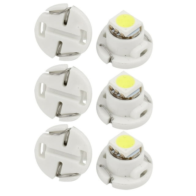 Coche Interior Blanco T4,7 Bombilla de 5050 Leds 1 SMD Chip Luz de Panel 12V con Base Cuña 6Pcs 12mm X 8,7mm
