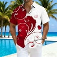 thumbnail image 3 of COSFO Short Sleeve Button Down Shirt Men Love Heart Valentine's Day Tops with Pocket Loose Fit Collared Vacation Mens Shirts, 3 of 4