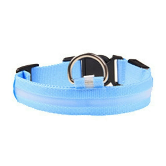 LED Dog Collar M Size Quick Release Super Bright LED Light Up Dog Collar with Adjustable Buttons for Dogs Blue Light