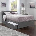 thumbnail image 1 of Lit Plateforme Grand en Bois Orlando avec Pied de Lit et Tiroirs de Rangement, Gris, 1 of 24