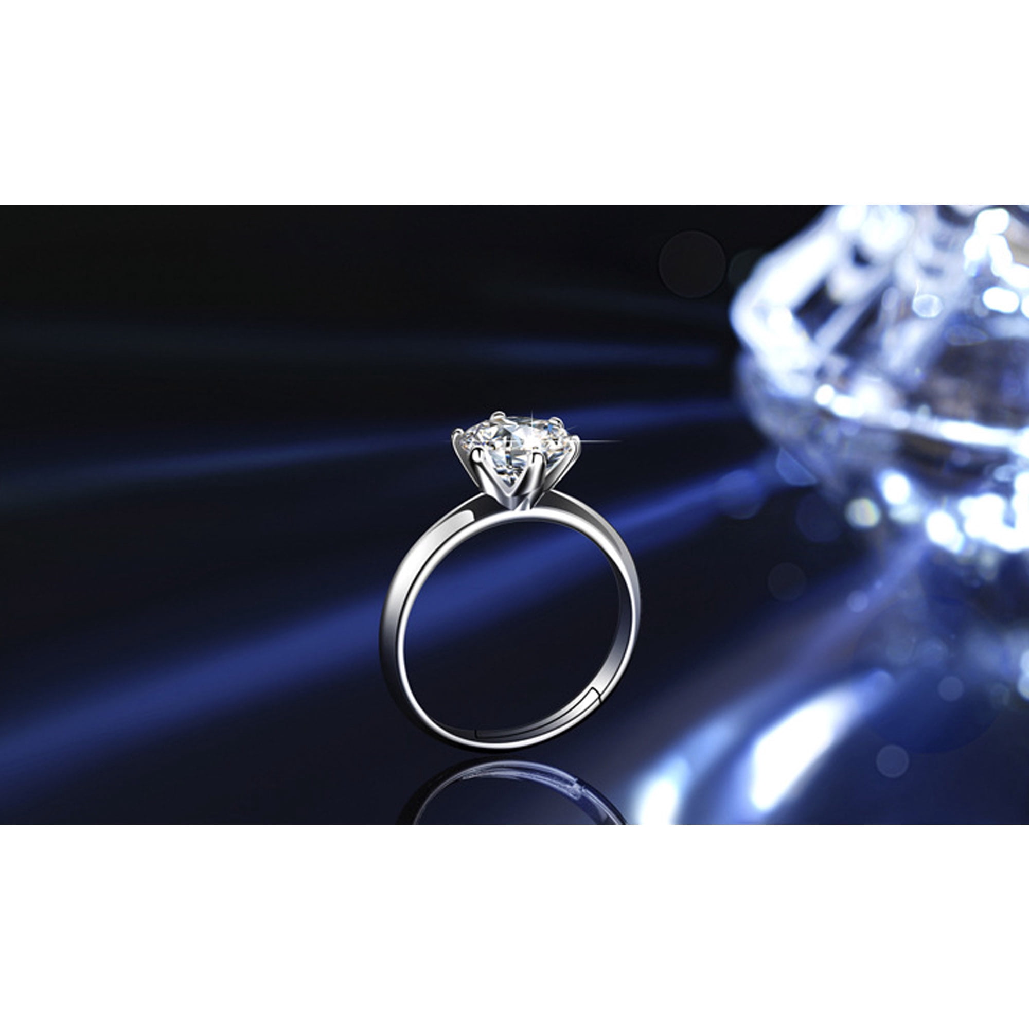 0.8 CT Moissanite Diamond for Women Engagement Ring D Color VVS1 Jewelry 18k White Gold Over Silver Rings with Adjustable Open