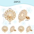thumbnail image 3 of 20pcs Golden Flower Stud Earring Findings 304 Stainless Steel Filigree Ear Stud Component with Loop Butterfly Stoppers Ear Nuts 0.7mm Pin Earring for Jewelry Making 16x14mm Hole 1mm, 3 of 8