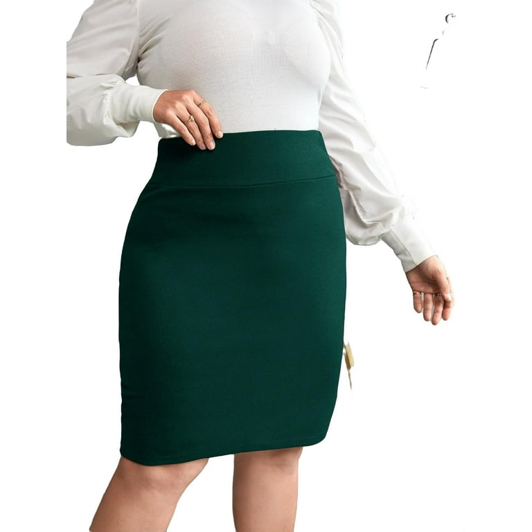 Jungle green top pencil skirt