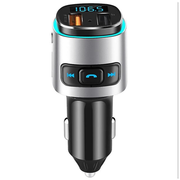 Transmisor Fm Bluetooth V5.0 para coche, Qc3.0 y adaptador Bluetooth inalámbrico con retroiluminación LED, reproductor de música/Kit de coche con llamadas manos libres