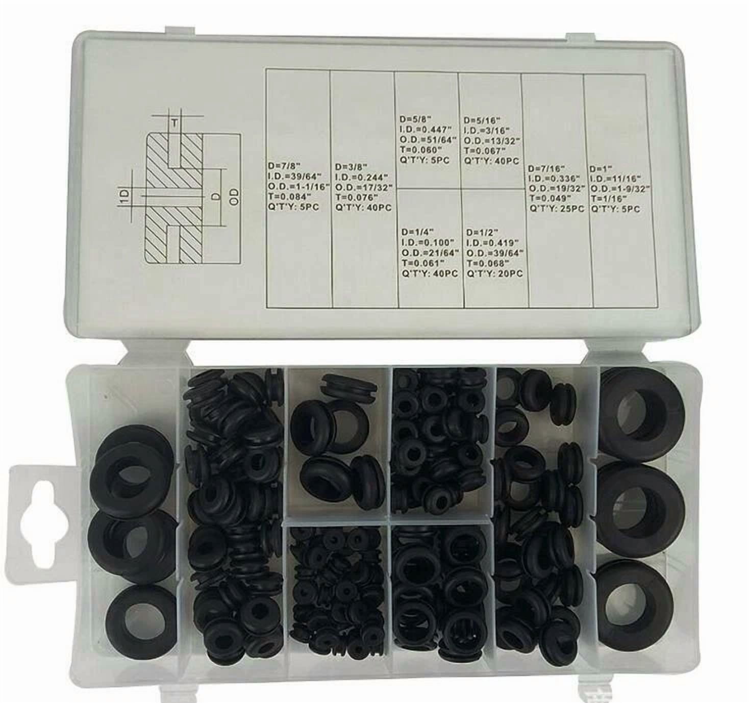 CIRCLE- 180Pcs Rubber Grommet Assortment Kit Firewall Hole Plug Electrical Wiring Gasket