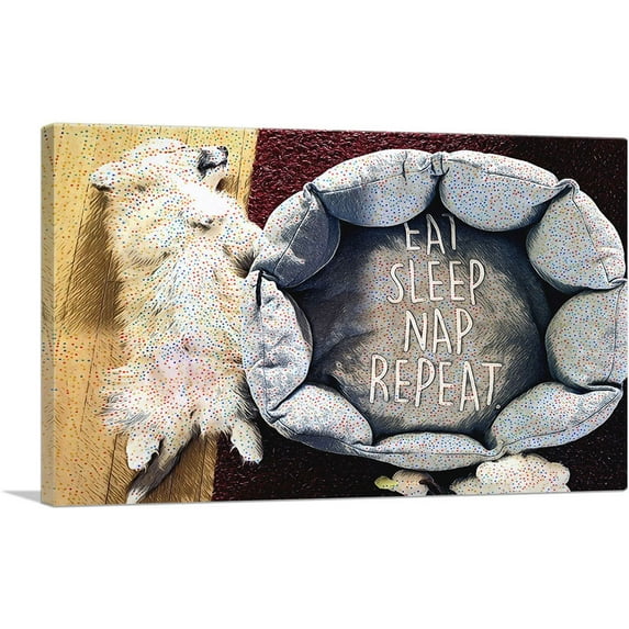 ARTCANVAS Pembroke Welsh Corgi Dog Breed Polka Dots Canvas Art Print - Size: 26" x 18" (0.75" Deep)