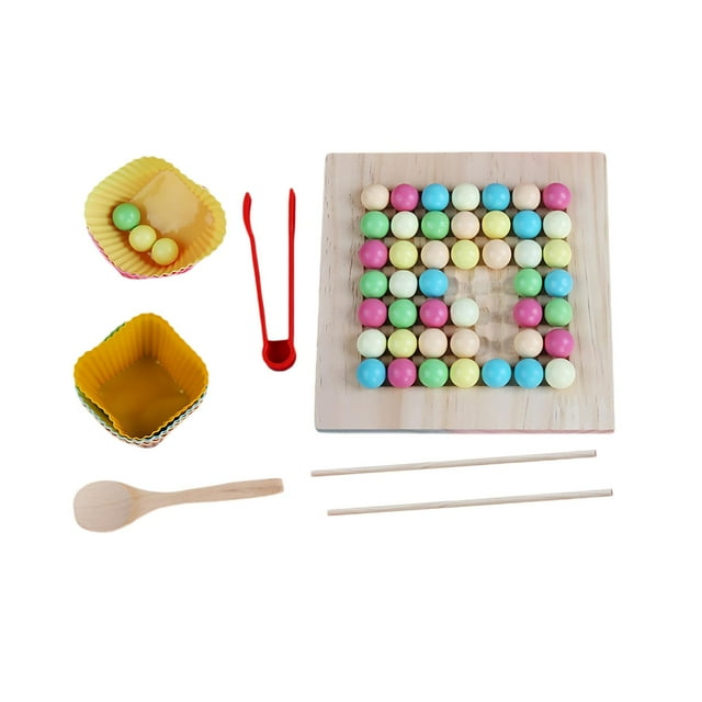 Bolas en tazas,Juego de cuentas de tablero de clavijas de madera Puzzle Montessori,Clasificación y conteo de colores Aprendizaje preescolar,Juguetes de motricidad fina con cuentas de Estilo B CUTICAT Bolas en tazas