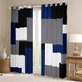thumbnail image 2 of Erosebridal Blue Rectangle Curtains Pack of 2 (42Wx63L),Geometric Sqare Black Out Curtains,Abstract Artwork Curtains for Living Room,Plaid Bedroom Decorative, 2 of 6