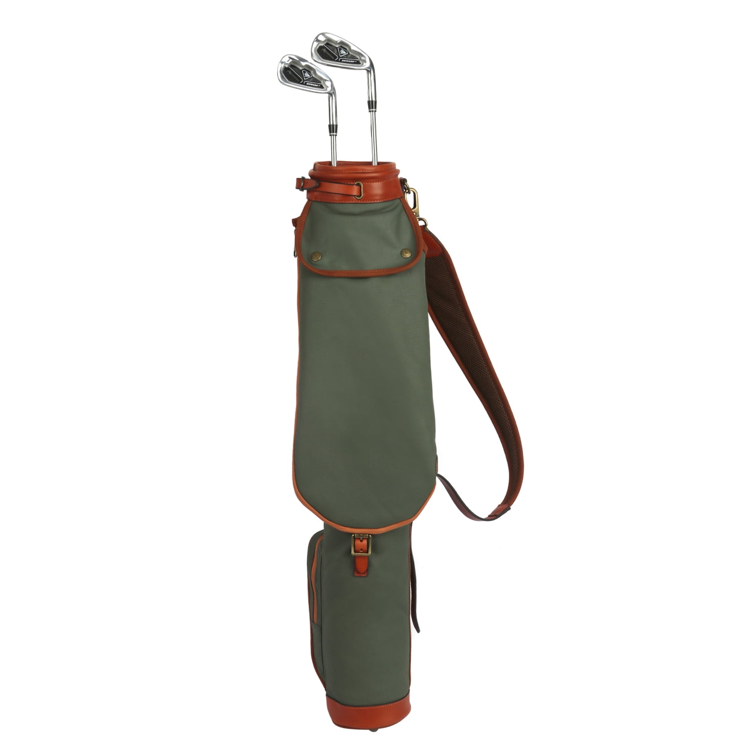 TOURBON Golf Clubs Carry Bag  Sunday Pack Foldable Green Canvas-Holds up to 10 Golf Clubs