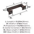 thumbnail image 6 of Amerock Lintel 3 inch (76mm) Center-to-Center Oil-Rubbed Bronze Cabinet Pull, 6 of 7
