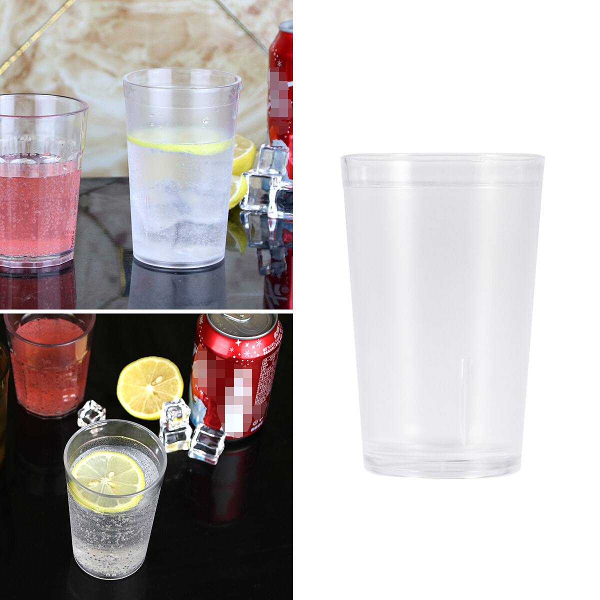10pcs 290ml Acrylic Cups Shatterproof Clear Plastic Tumbler Beverage Cups For Home Hotel