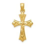 The Black Bow 14k Yellow Gold Hollow Reversible 3D Crucifix Cross Pendant, 16 x 30mm