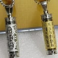 thumbnail image 7 of QccHieUs Titanium Steel Pendant Buddhist Container Necklace Openable Blessing Retro Style Silver, 7 of 7