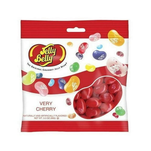 Jelly Belly Gourmet VERY CHERRY 3.5 Oz. Grab & Go Bags 12 Case Count