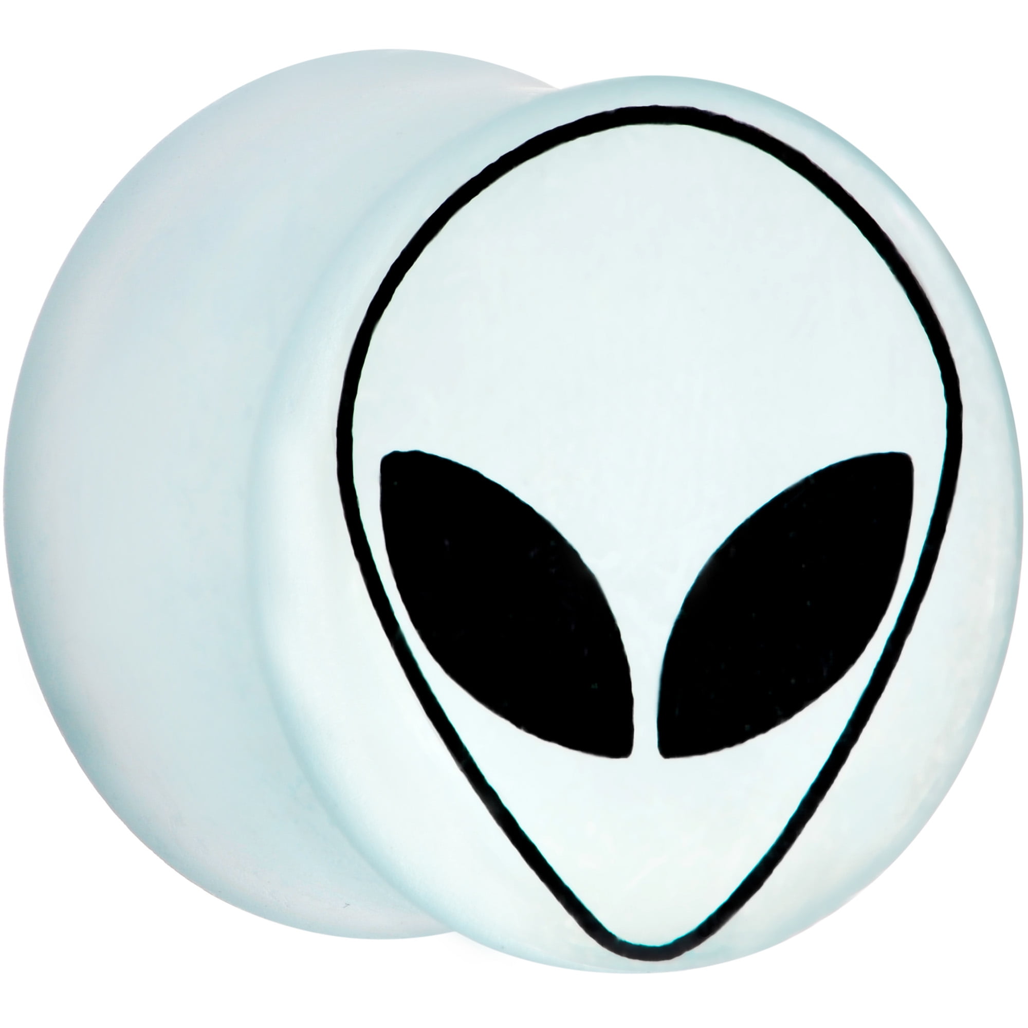 Body Candy Womens 3/4" 2Pc White Matte Glass UFO Alien Face Double Flare Ear Plug Gauges Set of 2 19mm