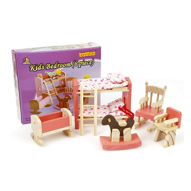 Mini poupées en bois pour enfants, meubles miniatures, jouet de