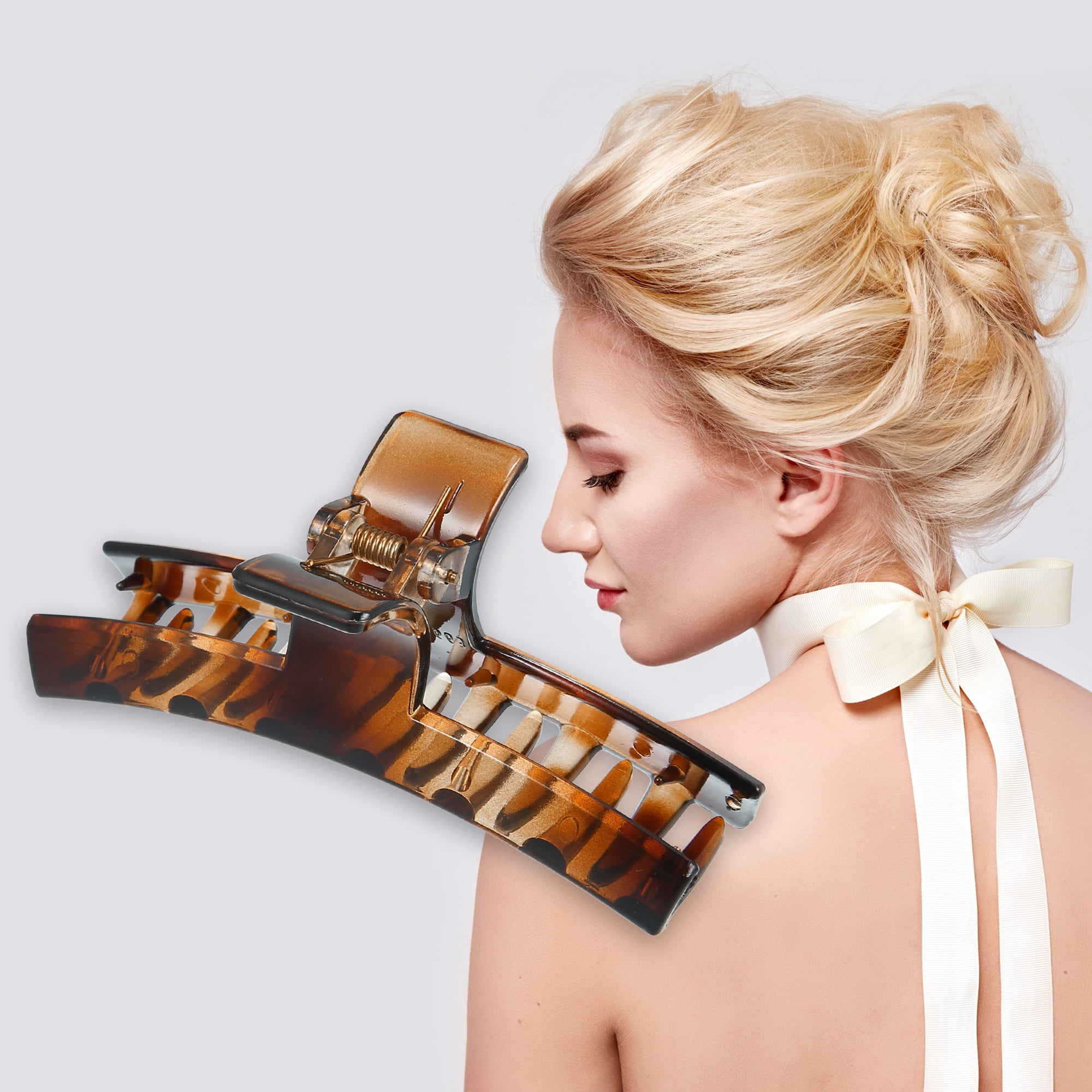 NOMADIC NOOK Women's Hair Clips No Slip Grip Plastic 4Pcs Brown