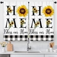 thumbnail image 2 of Farmhouse Sunflower Kitchen Curtain 27.5W X 39L Inch 2 Panels Yellow Flower Black White Floral Small Short Cafe Tier Window Treatment Drapes Buffalo Plaid Wood Checkered Bathroom Home Decor, 2 of 6