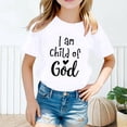 thumbnail image 2 of Curuila Kid Girls Tops Letter Print Crew Neck Short Sleeve Tee Summer Casual Loose T Shirt White Size 2-4 Years, 2 of 4