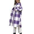 thumbnail image 3 of Kmbangi Women Coat Slit ?Plaid Printing Button-down Overcoat, 3 of 9