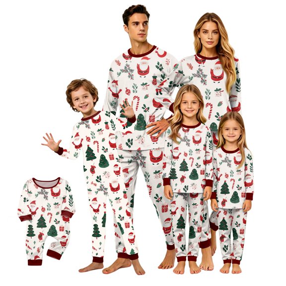 Lvotionpl 2026 Match Family Christmas Pjs, Matching Christmas Pajamas Long Sleeve Top & Pants Set Matching Holiday Family Pajama Xmas Sets