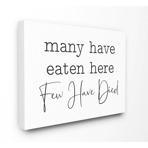 Stupell Industries Many Have Eaten Here Funny Family Kitchen Black And White Word Design Canvas Wall Art by Lettered and Lined