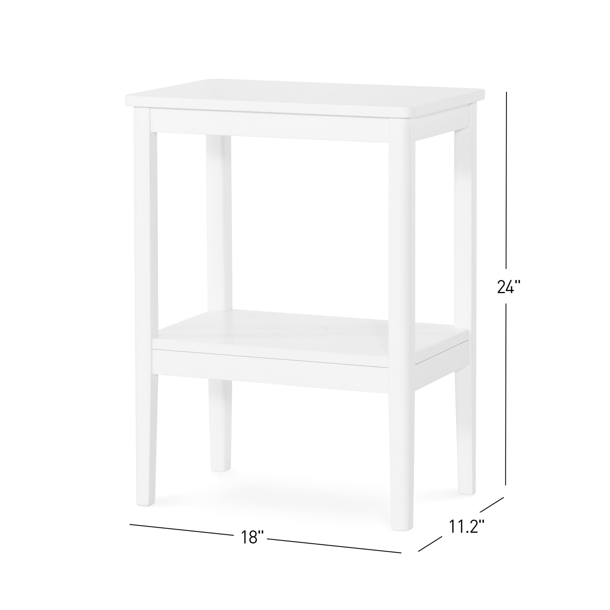 Child Craft Folio Rectangular Wood End Table with Shelf for Nursery or Bedroom, Includes 2 Rectangular Tabletops and 4 Tapered Legs, Made of Sturdy Pinewood, Baby Safe Finish (Matte White)