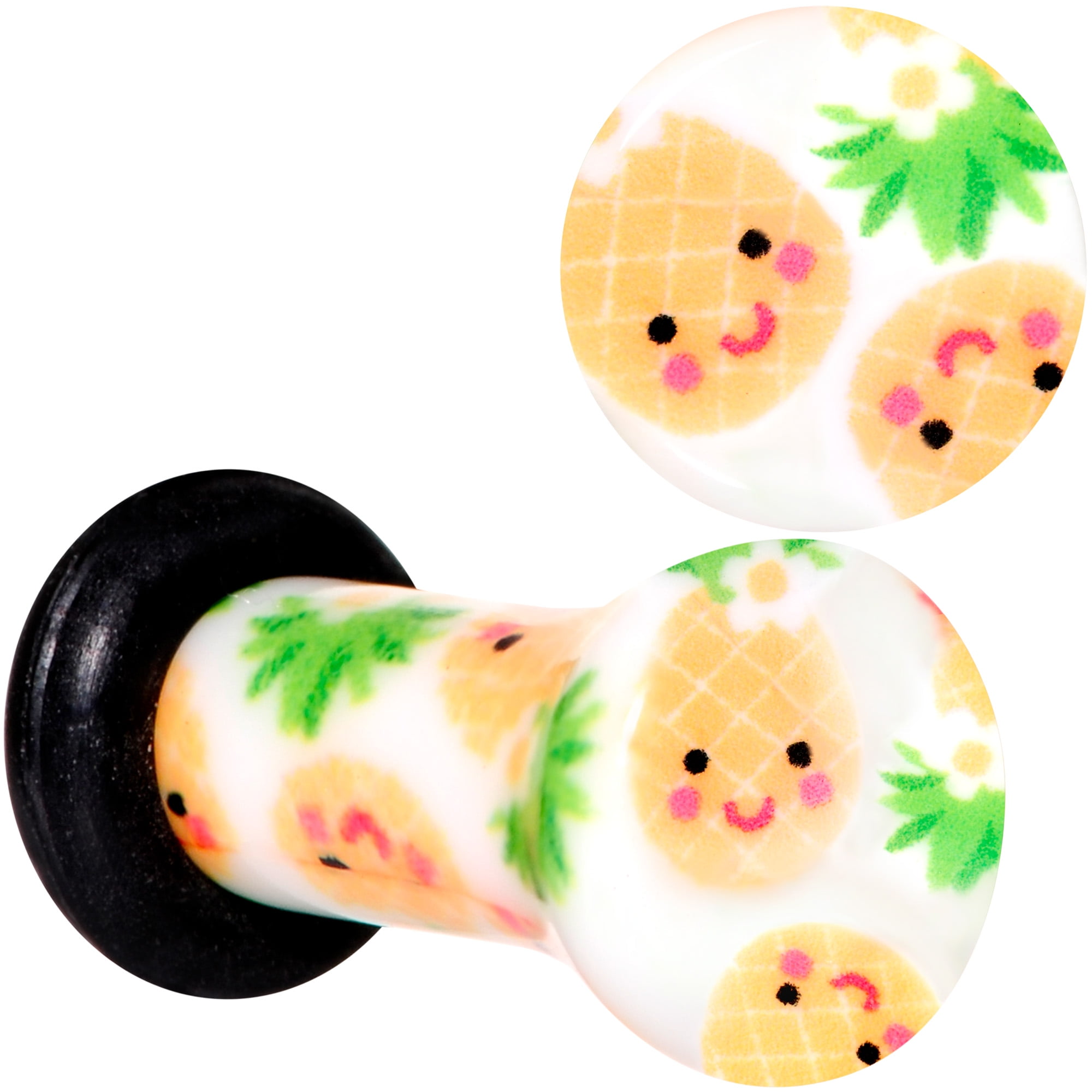 Body Candy 6G 2Pc Ear Plugs White Acrylic Pretty Pineapple Single Flare