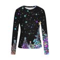thumbnail image 4 of FDGIU 2025 Women's Funny Christmas Shirt - Long Sleeve Crew Neck Tunic Top, Cute Holiday Print for Party & Family Gathering, 4 of 6