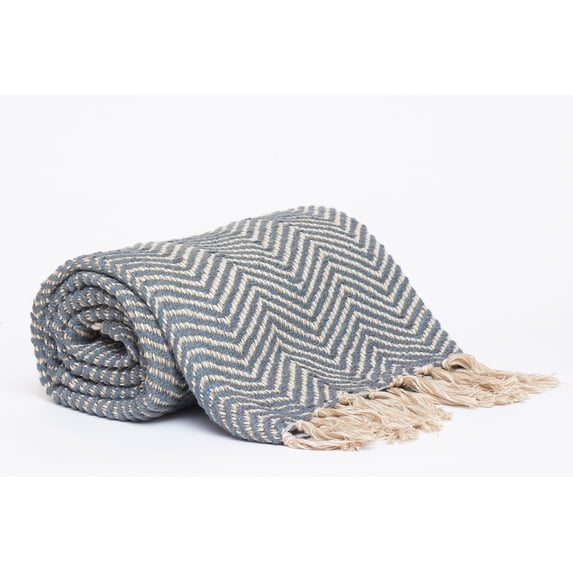 Harkaari, Chevron Alternate Pattern 100% Cotton Throw with Fringe Ends, Oversized: 50" x 70"